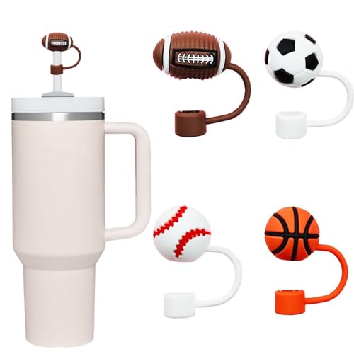 Image of 4Pc Straw Cover for Stanley Cup, Silicone Straw Topper for Stanley Cup 30&40oz with Tumblers, 10mm 0.4in Lid Accessories (Reusable)