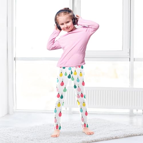 KLL Colorful Christmas Light Bulbs Little Girls Active Leggings Stretchy Full Length Sweatpants Gym4
