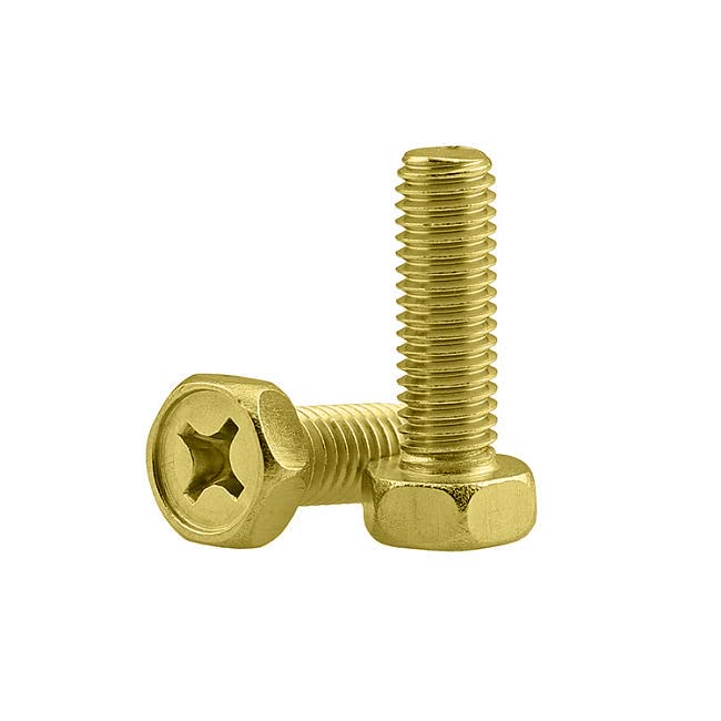 Image of Rely⇒VP INDUSTRIES (Pcs-25) M6x20 mm Hex Head Phillips Screw | Hex Phillips Head Screw, Bolt for Joining Wood Boards, Kitchen Worktops, Cabinets, Cupboards,Chairs & Beds