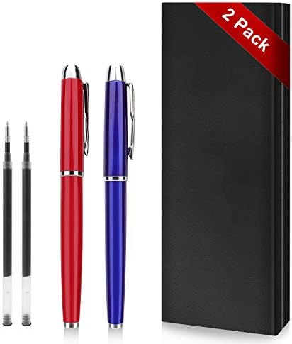 Rollerball Pen - 2 Pack of Ballpoint Ball Pen for Men Women Executive Business Office School Use,Executive Nice Pens for Business Birthday Gift with Gift Box,2 extra 0.5 mm refill (