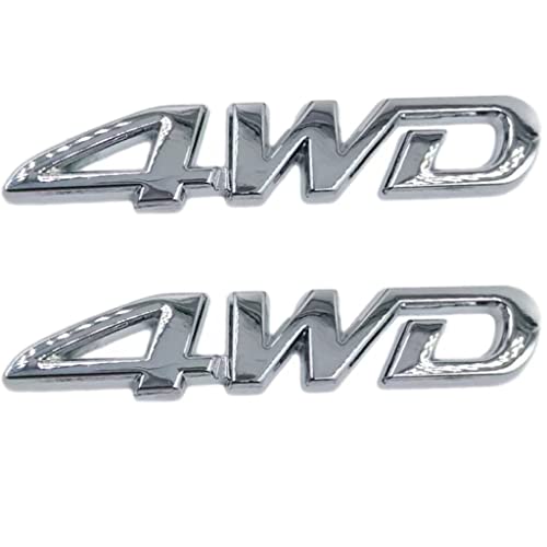Image of 2 PCS NEW 3D Zinc Alloy Chrome 4WD Rear Chrome Emblem Logo Trunk LID (Silver)