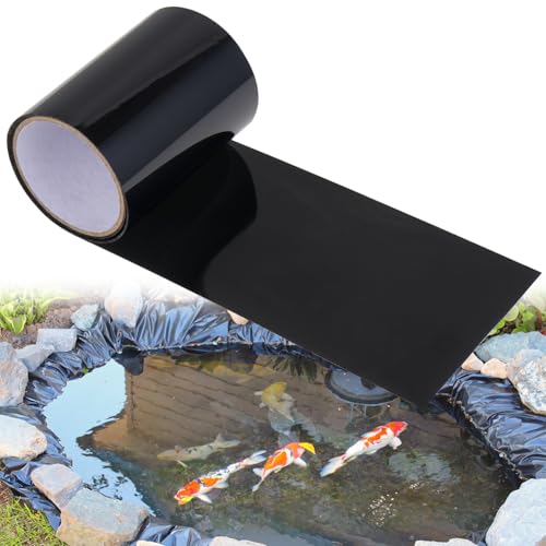 Sibosen 60x 4 Pond Liner Seam Tape Single Sided PVC Waterproof Adhesive Tape for EPDM Liners Waterproof Pond Repair Kit Thickened Peel and Stick Seam Tape for Outdoor Roof Garden Cover Patch Repair