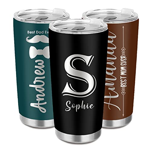 Personalized Tumblers Engraved Coffee Mugs, Customized Gifts For Women Men, Custom Insulated Stainless Steel Travel Mug | Monogram Initial, Multi Colors And Designs #TOP6