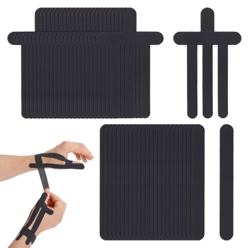 Fukaisu 48uds Juego de Kinesiotape, Kinesiotape Dedo Pulgar Muñeca Impermeables y Transpirables Precortadas para Mano Izquierda y Derecha Soporte Duradero(Negro)