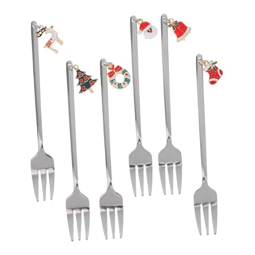 Homoyoyo 6 Pièces Set Dessert Inoxydable pour Noël Ustensiles de Service pour Fruits Apéritifs pour Fêtes les Repas Festifs