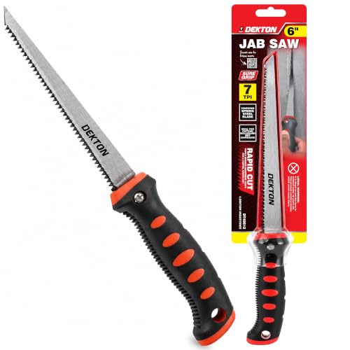 Dekton Jab Saw-Extra-Sharp Teeth and Pointed End for Piercing Plasterboard| Ideal for Fitting Sockets & Down Lights| Large Comfortable Soft Grip Handle| Excellent for Wood Plastic Drywall Cutting