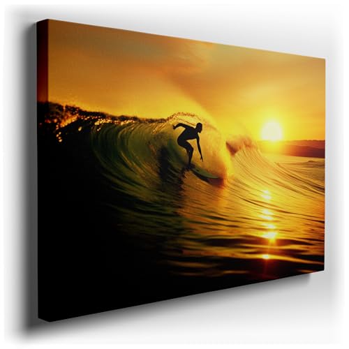 Canvas Art Decor: Mastering The Wave At Sunset - a