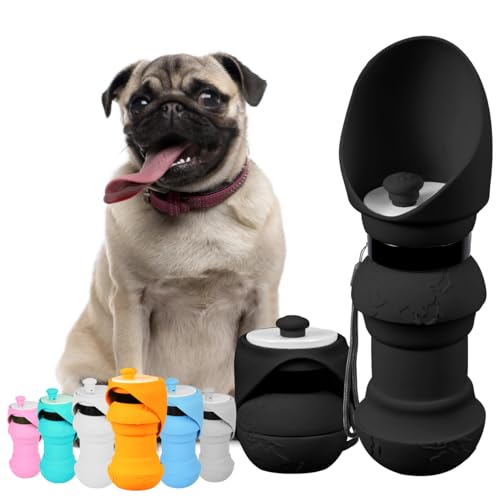 Hiksuky 19オンス 犬用ウォーターボトル 折りたたみ式&ポータブル ペット旅行必需品 食品グレードの漏れ防止シリコンドリンクボトル ディスペンサー付き 散歩や冒険に最適（Amazon）