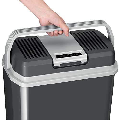 Frigorifero Elettrico Portatile per Auto da 24 Litri, Mini Frigo con Manico Ergonomico, Spina da 230V e 12V, Modalità Freddo e Caldo (Grigio) - 7