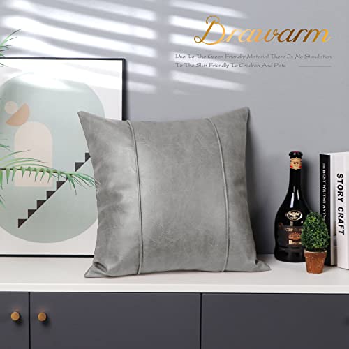 Image of BRAWARM Pack of 2 Cozy Throw Pillow Covers Cases for Sofa Couch Home Decoration Solid Dyed Striped Soft Chenille with Piping 24 X 24 Inches Coffee