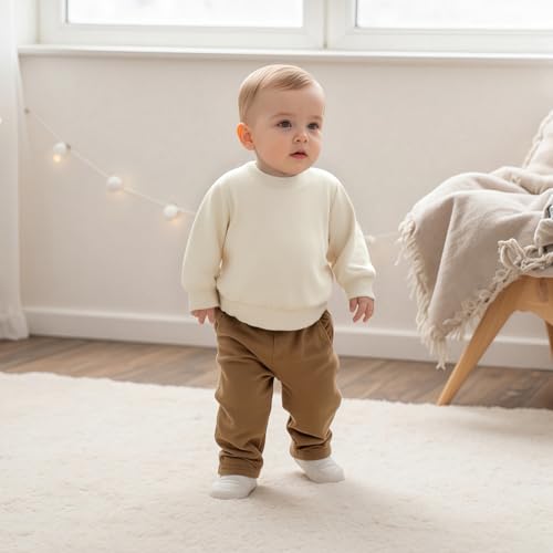 luethbiezx Toddler Baby Boys Girls Pullover Sweatshirt Solid Color Long Sleeve Crewneck Basic Top Fall Clothes3