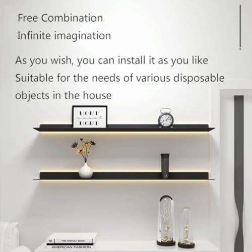 Étagère murale flottante à LED noire 60x20 cm en fer rétroéclairé - 8