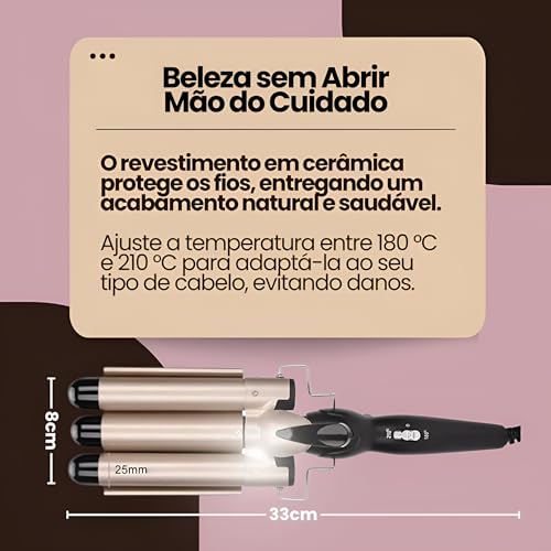 Modelador De Cachos Tri Ondas 3 Em 1, Ondulação Em 3D, Revestimento Em Cerâmica, Ondas Definidas, Pr