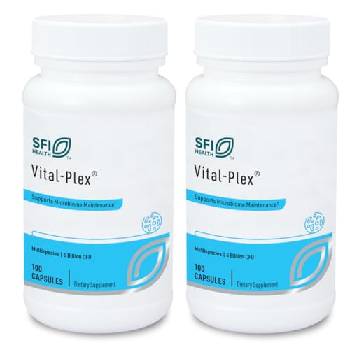 Klaire Labs SFI Health Vital-Plex Probiotic - Helps Rebalance GI Microbiota for Men & Women, 5 Billion CFU Hypoallergenic & Dairy-Free Bifidobacterium & Lactobacillus Blend (100 Capsules, 2 Pack)