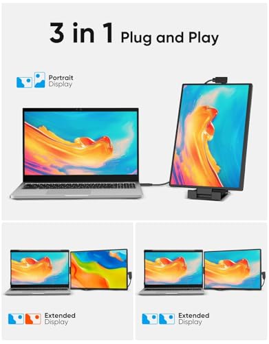 Image of Dopesplay Laptop Screen Extender, 14 inch FHD 1200P IPS External Portable Monitor for Laptop, Plug & Play Dual Screen Monitor for 14 inch-17 inch Laptops, Compatible with Mac, Wins, Chrome, Android, Dex