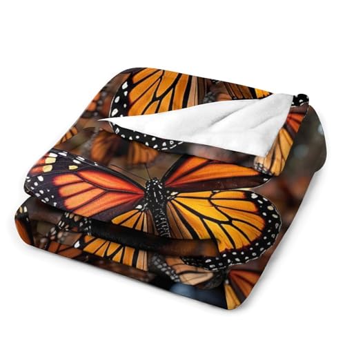 Grande couverture flanelle légère lit canapé imprimé papillons - 4