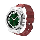 konsoo Kit di modifica della cassa dell'orologio del metallo di lusso per Samsung Galaxy Watch 6 Classic 43mm 47mm, lunetta in acciaio inossidabile, cinturino in silicone, 47mm, Metallo, Non pietra
