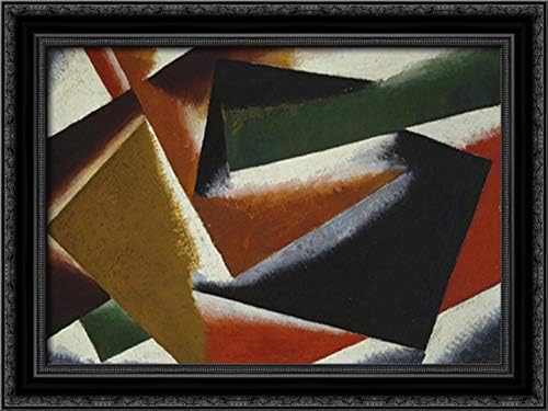 Painterly Architectonic 24x18 Black Ornate Wood Framed Canvas Art by Lyubov Popova