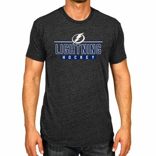 Wright & Ditson Adult NHL Heather Charcoal True Fan Hockey T-Shirt - Tagless Cotton Polyester Blend - Ultimate Comfort (Tampa Bay Lightning - Charcoal, XX-Large)