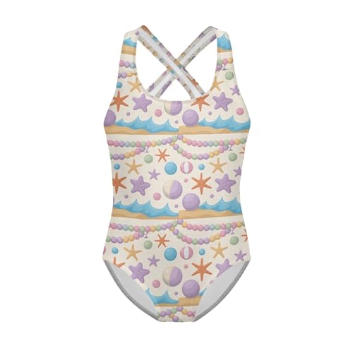 Image of Girls One Piece Swimsuit 3D Sequin Glitter Cross Back Quick Dry Sparkly Bathing Suit for Beach Pool 5-14Y