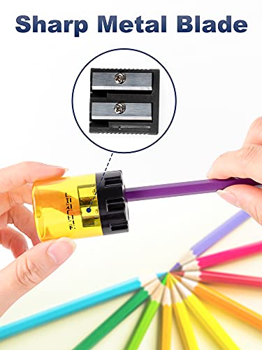 Jarlink 8 Pack Manual Pencil Sharpeners, Dual Holes Colorful Sharpener With Lid For No.2/Colored/Art Pencils, Kids Adults Portable Sharpener For School Office Home And More #TOP2