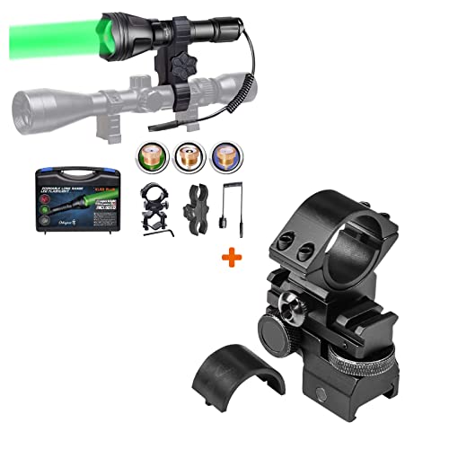 Image of KL52Plus Zoomable Hunting Flashlight with Red Green White and IR850 Light LED AS004 Adjustable Picatiny Rail Mount Bundle
