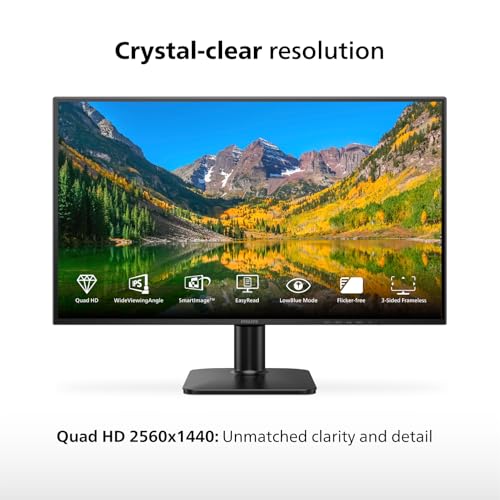 Image of Philips 27E2N1510 27 inch Quad HD Monitor - IPS Technology, 100Hz, 1ms MPRT, Adaptive-Sync, LowBlue Mode, VESA Mount, HDMI & DisplayPort