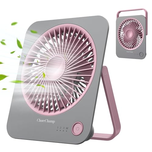 ChoreChamp Portable Rechargeable Fan, 4000mAh USB Fan for Desk with 4-Speed Strong Wind, 180° Tilt Ultra-thin Folding Camping Fan for Home, Office, Travel and Outdoor Use