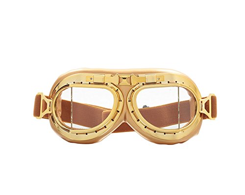 Heinmo Motorcycle Bike Sports Vintage Pilot Goggles Style Cruiser Scooter Goggle Padding Bike Sports Vintage Pilot Goggles Style T08 4 Color Option(Clear) #TOP14