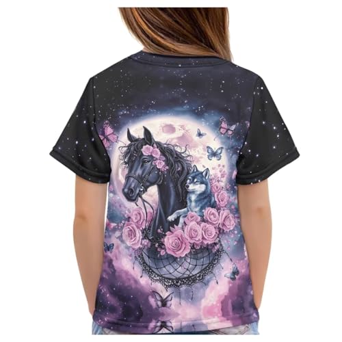 Image of WELLFLYHOM Kids Tshirts Girls Boys Short Sleeve Crewneck Tees Shirts Casual Sport Pullover Tops Size 3-16 Years