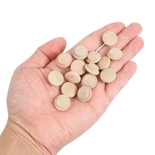 Image of uxcell 80Pcs Wood Button Plugs, 12mm /0.47 inch Hardwood Screw Hole Plug Mushroom Wooden Caps Buttons Wood Plug for Furniture Woodworking Craft Decor (18mm x 12mm)