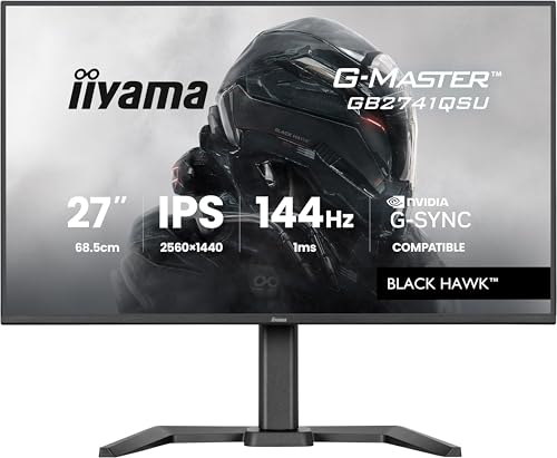 iiyama G-Master Black Hawk GB2741QSU-B1 68,6cm 27 IPS LED Gaming Monitor QHD 144Hz HDMI DP USB2.0 1ms G-SYNC Höhenverstellung Pivot schwarz