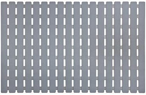 Yolife Eco-friendly Non Slip Bath Mat Dual Anti-Slip Shower Mat with Rapid Drainage for Bathroom, Kitchen Floor with TPE Resilience Suction Cups (Grey)