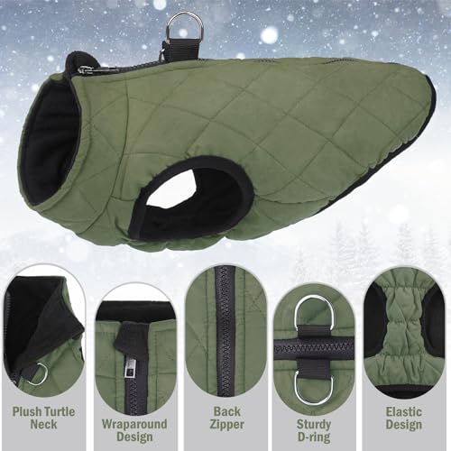 Image of SCENEREAL Winter Dog Vest Coat with Harness Built in | Warm Puppy Jacket for Small Dogs, Cold Weather Coat with Zipper, Fleece Puffer Vest Windproof Snow Clothes