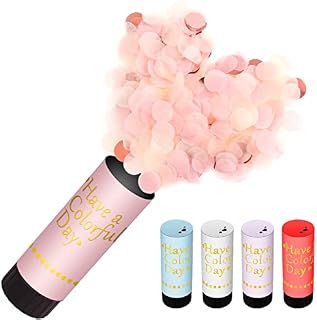 5 Colors Confetti Cannons, Biodegradable Confetti Poppers, Party Paper Cannon Shooter for Wedding Birthday Christmas Baby Shower Party Supplies(Pink White Blue Red Purple, 100% POP)