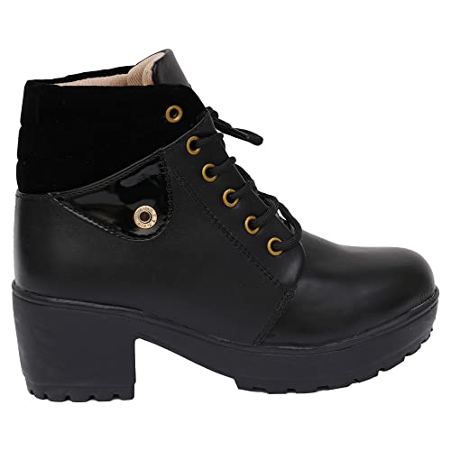 Image of XE Looks 100% Vegan Leather Women's Ankle Boots | Stylish & Trendy Lace-Up Design with Heel | Durable Leather Upper & Cozy Lining | Trendy & Stylish Boots For Girls & Women