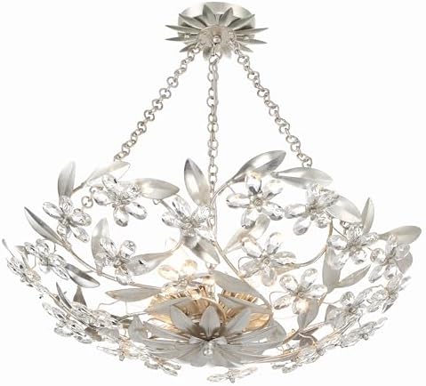 Crystorama Marselle 6 Light Antique Silver Semi Flush Mount