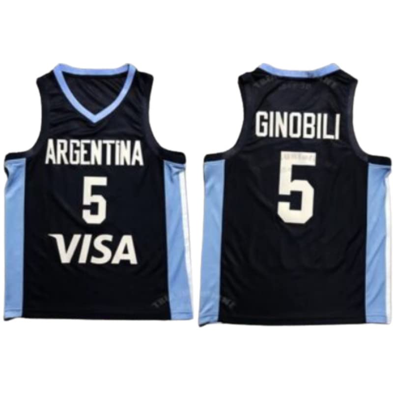 Manu Ginobili #5 Team Argentina Basketball Jersey All Sewn Custom Name