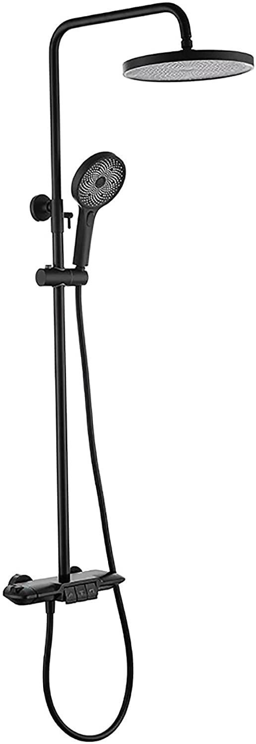 Ensemble de douche thermostatique chromé avec colonne de pluie et bec de baignoire encastré