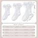 Topbuti 2 Pairs Toddler Girls Ruffle Dress Socks Double Lace Turn Cuff Frilly Princess Socks Cotton Crew Socks for Baby Girls (Large, White)