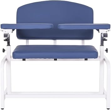 Medycare Medical Phlebotomy Chair, Bariatric Blood Draw Station with Adjustable Arms Blue