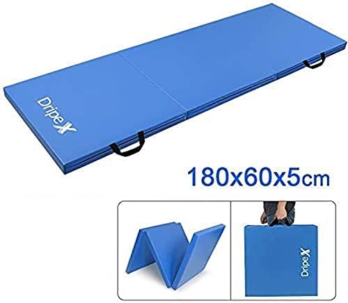 Dripex Folding Gymnastics Exercise Mat - 6FT/8FT Home Gym Mats with Carry Strap 5cm(2) Thick Foam Nonslip Soft PU Leather for Yoga/Tumbling/Camping/Pilates/Martial Arts Training/Floor Workout