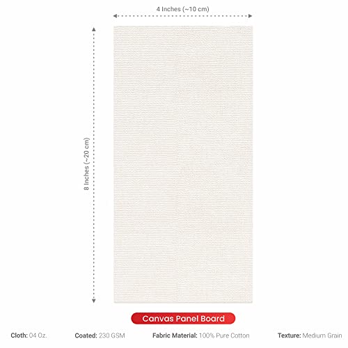 Image of Scholar Art Hobby Series 04 Oz (230 GSM) 100% Cotton Canvas Panel Board for Painting (White Blank Canvas Boards for Acrylic Paint, Oil Paint, Wet & Dry Media) | 04 inchx08 inch (10x20 cm), Pack of 6