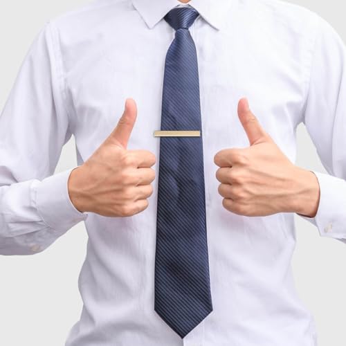 3 Pack Tie Clips for Men Tie Bar Clip Set Necktie Clip for Wedding Anniversary Business Gift Tie Bar Clip Pinch Set for Regular Ties Ties Pins and Clips for Mens Tie Clasp (Gold Black Silver)2