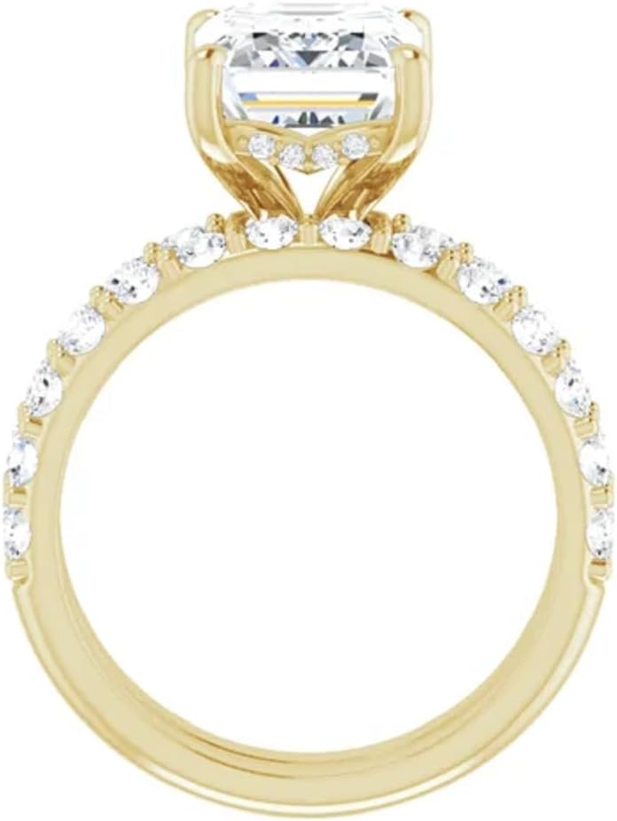 2CT-4CT Emerald Cut Solitaire Pave Bridal Ring Set Handmade Engagement Ring for Women Wedding Promise Gifts for Her Moissanite