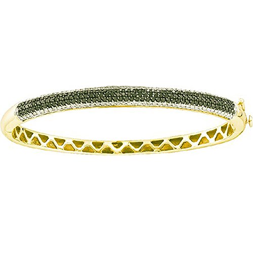 Image of Dazzlingrock Collection 1.48 Carat (ctw) 14k Round White & Black Diamond Women Fashion Bangle Bracelet, Yellow Gold