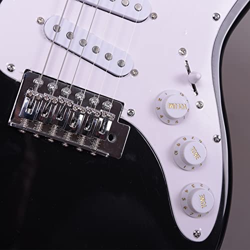 Rosefinch Electric Guitar Starter Kit For Kids Adults With 3/4 Size 30 Inch Beginner Guitar, 6 Strings, 3 Picks, Shoulder Strap, Digital Clip On Tuner, Guitar Cable And Soft Case Gig Bag - 30" Black #TOP5