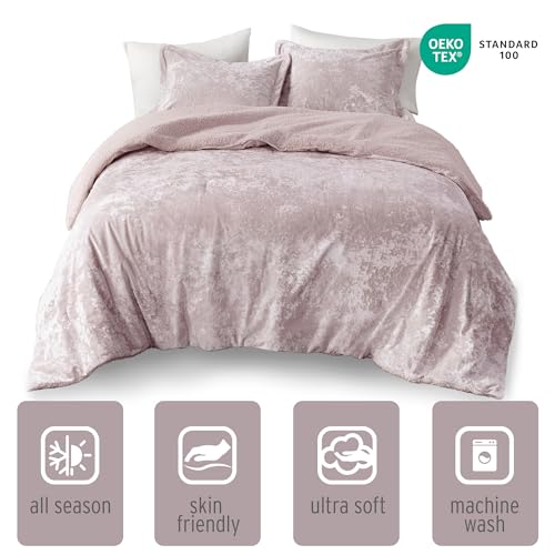 Intelligent Design King Comforter Set, Reversible Velvet Comforter Set, Soft & Warm Sherpa Reverse, Winter Fluffy Comforter Bed Set with 2 Shams, Mira, King/Cal King Lavender 3 Piece by Intelligent Design - Image 4