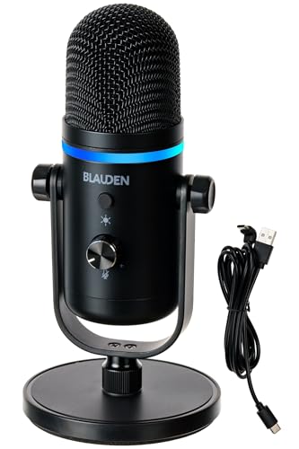 BLAUDEN 配信用 ASMR マイク 【クリアに音を伝えるS/N比96dB】 PC スマホ LED USB ゲーミングマイク コンデンサマイク コンデンサーマイク 単一指向性マイク (Windows/Mac/Android対応) AK-860B