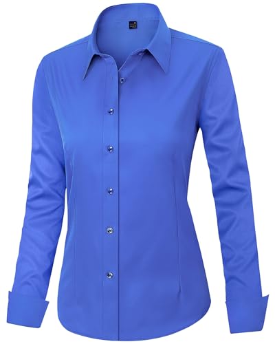 Image of J.VER Womens Dress Shirts Long Sleeve Button Down Shirt Wrinkle-Free Business Casual Blouse Office Work Tops